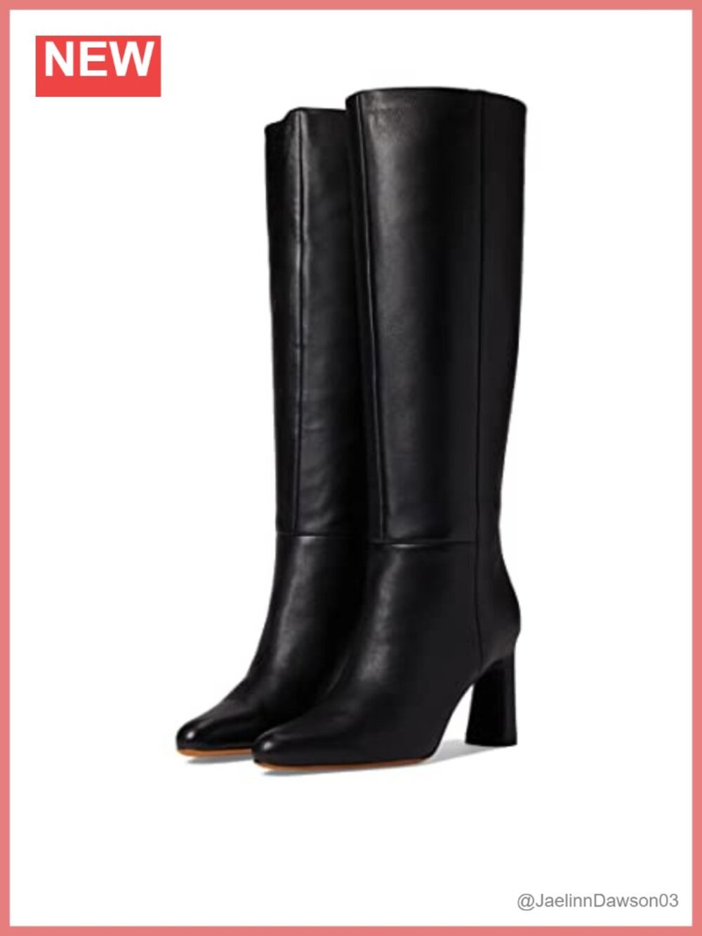 Block Heel Knee High Boots with Leather Outsole